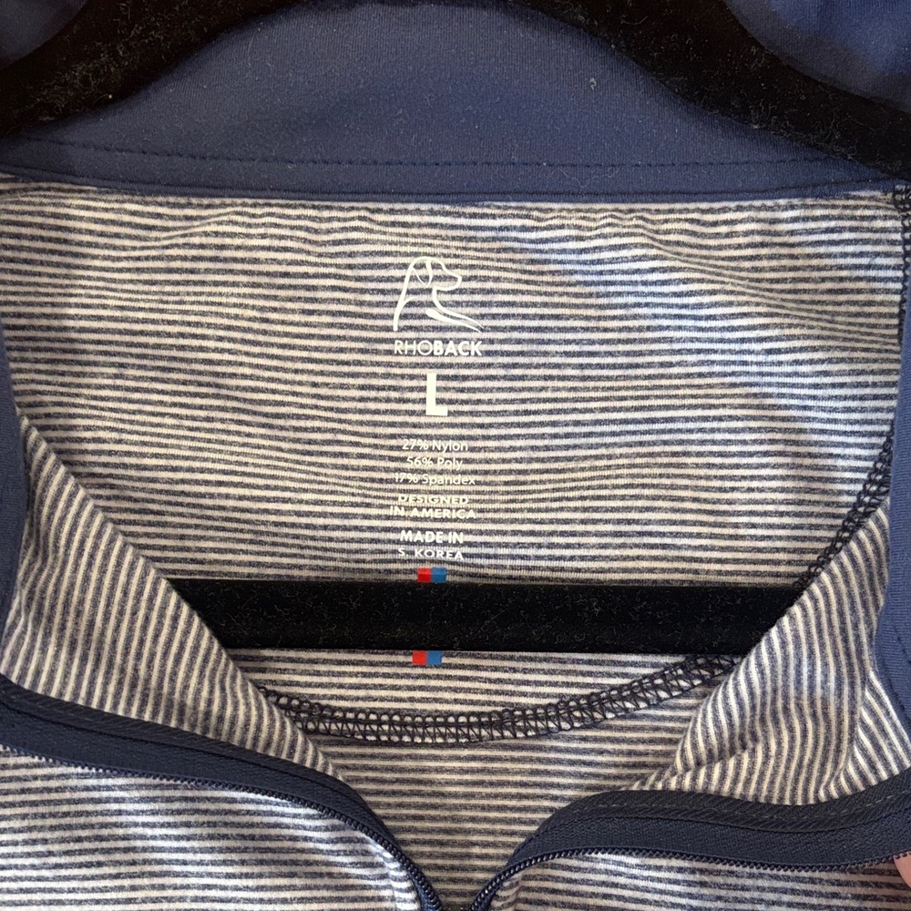 Rhoback Navy and White Striped Quarter-Zip - Picture 2 of 4
